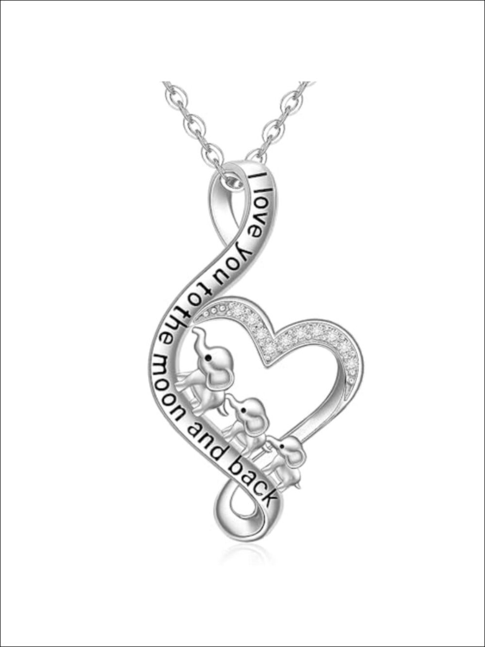 Sterling Silver Elephant Pendant Necklace with Cubic Zirconia, 20 inch